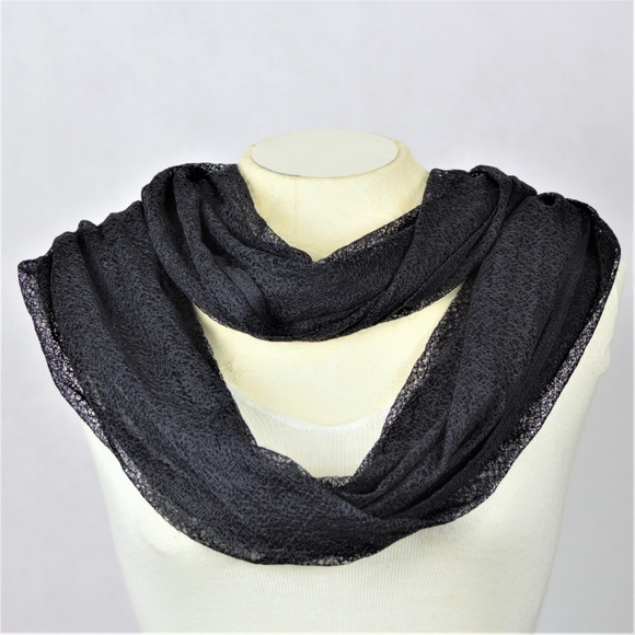Vera Wang Simply Vera Sheer Black Scarf - Picture 1 of 8